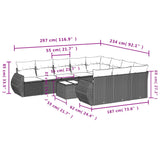 11 Piece Garden Sofa Set with Cushions Black Poly Rattan