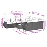11 Piece Garden Sofa Set with Cushions Grey Poly Rattan - Close-Up Angle