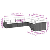 10 Piece Garden Sofa Set with Cushions Black Poly Rattan - Close-Up Angle