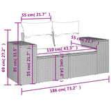 3 Piece Garden Sofa Set with Cushions Grey Poly Rattan - Close-Up Angle