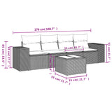 5 Piece Garden Sofa Set with Cushions Black Poly Rattan - Close-Up Angle