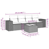 5 Piece Garden Sofa Set with Cushions Black Poly Rattan - Close-Up Angle