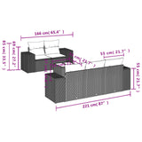 6 Piece Garden Sofa Set with Cushions Beige Poly Rattan - Close-Up Angle