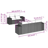 6 Piece Garden Sofa Set with Cushions Grey Poly Rattan - Close-Up Angle