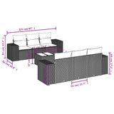 7 Piece Garden Sofa Set with Cushions Black Poly Rattan - Close-Up Angle