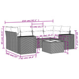 7 Piece Garden Sofa Set with Cushions Black Poly Rattan - Low Angle