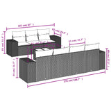 8 Piece Garden Sofa Set with Cushions Black Poly Rattan - Close-Up Angle
