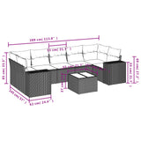 8 Piece Garden Sofa Set with Cushions Black Poly Rattan - Low Angle