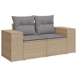 8 Piece Garden Sofa Set with Cushions Beige Poly Rattan - Side View