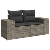 8 Piece Garden Sofa Set with Cushions Grey Poly Rattan - Side View