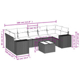 8 Piece Garden Sofa Set with Cushions Grey Poly Rattan - Low Angle