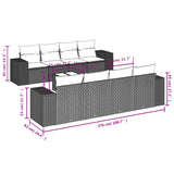 9 Piece Garden Sofa Set with Cushions Black Poly Rattan - Close-Up Angle