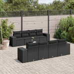9 Piece Garden Sofa Set with Cushions Black Poly Rattan
