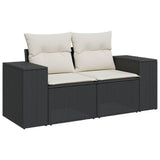 9 Piece Garden Sofa Set with Cushions Black Poly Rattan - Top-Down View