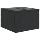 9 Piece Garden Sofa Set with Cushions Black Poly Rattan - Rear View