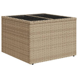 9 Piece Garden Sofa Set with Cushions Beige Poly Rattan - Rear View