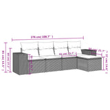5 Piece Garden Sofa Set with Cushions Black Poly Rattan - Close-Up Angle