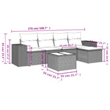6 Piece Garden Sofa Set with Cushions Black Poly Rattan - Close-Up Angle