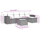 6 Piece Garden Sofa Set with Cushions Grey Poly Rattan