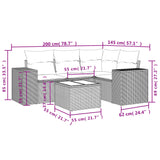 5 Piece Garden Sofa Set with Cushions Black Poly Rattan - Low Angle