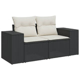5 Piece Garden Sofa Set with Cushions Black Poly Rattan - Top-Down View