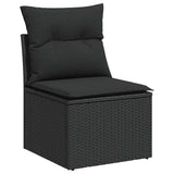 6 Piece Garden Sofa Set with Cushions Black Poly Rattan - 45-Degree Angle