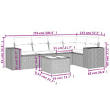 6 Piece Garden Sofa Set with Cushions Beige Poly Rattan - Low Angle