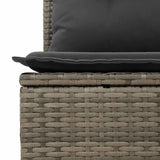6 Piece Garden Sofa Set with Cushions Grey Poly Rattan - Close-Up Angle