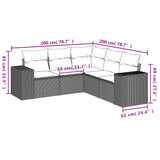 5 Piece Garden Sofa Set with Cushions Grey Poly Rattan - Close-Up Angle