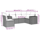5 Piece Garden Sofa Set with Cushions Grey Poly Rattan