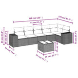 7 Piece Garden Sofa Set with Cushions Black Poly Rattan - Low Angle
