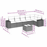7 Piece Garden Sofa Set with Cushions Black Poly Rattan - Low Angle