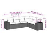 6 Piece Garden Sofa Set with Cushions Black Poly Rattan - Close-Up Angle