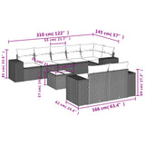 9 Piece Garden Sofa Set with Cushions Grey Poly Rattan