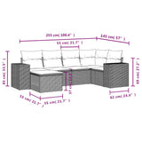 6 Piece Garden Sofa Set with Cushions Black Poly Rattan