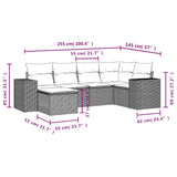 6 Piece Garden Sofa Set with Cushions Black Poly Rattan - Low Angle