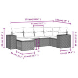 6 Piece Garden Sofa Set with Cushions Grey Poly Rattan - Low Angle