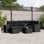 7 Piece Garden Sofa Set with Cushions Black Poly Rattan