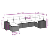 7 Piece Garden Sofa Set with Cushions Black Poly Rattan