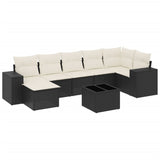8 Piece Garden Sofa Set with Cushions Black Poly Rattan - Front View
