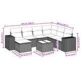 8 Piece Garden Sofa Set with Cushions Black Poly Rattan - Extra Image