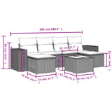 7 Piece Garden Sofa Set with Cushions Black Poly Rattan