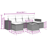 7 Piece Garden Sofa Set with Cushions Grey Poly Rattan