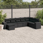 8 Piece Garden Sofa Set with Cushions Black Poly Rattan