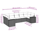 7 Piece Garden Sofa Set with Cushions Black Poly Rattan - Close-Up Angle