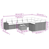 10 Piece Garden Sofa Set with Cushions Grey Poly Rattan - Low Angle