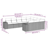 10 Piece Garden Sofa Set with Cushions Black Poly Rattan - Close-Up Angle