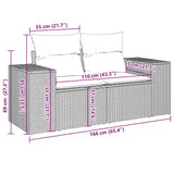 10 Piece Garden Sofa Set with Cushions Black Poly Rattan - Low Angle