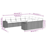 10 Piece Garden Sofa Set with Cushions Grey Poly Rattan - Close-Up Angle