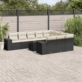 11 Piece Garden Sofa Set with Cushions Black Poly Rattan